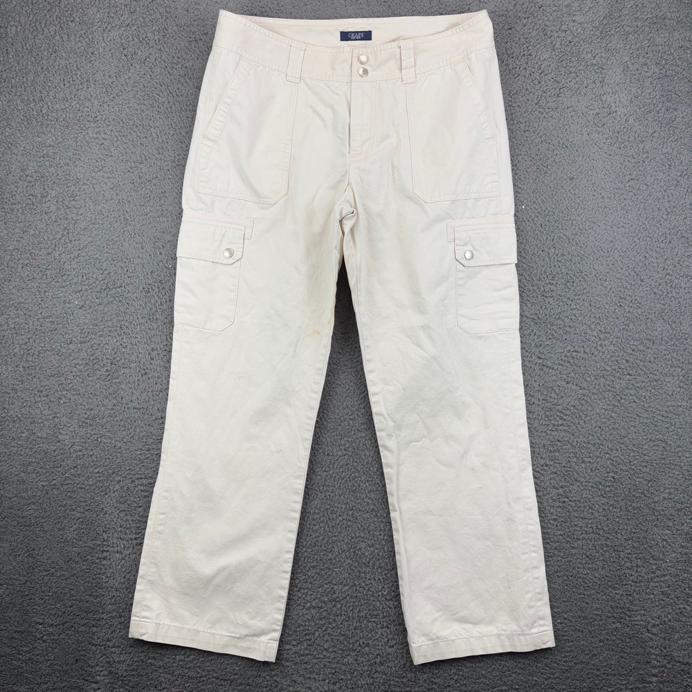 Chaps Womens Cargo Pants Beige Cotton‎ Size 10 Casual Utility Straight Leg